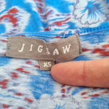 Load image into Gallery viewer, Jigsaw Skater Dress Floral Print Jersey Blue Mini Casual Knot Detail Summer XS