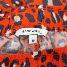 Load image into Gallery viewer, Sandwich Leopard Print Skirt UK 12 EU 40 Red Elastic Waist Tie Animal A Line