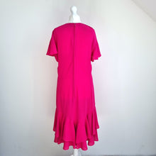 Load image into Gallery viewer, Vintage Frank Usher Dress Hot Pink Cocktail Fit & Flare Ruffles Crepe Wedding 12