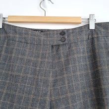 Load image into Gallery viewer, East Trousers Tweed Check Grey Straight Wide Leg Tailored Dress Pants Work 16