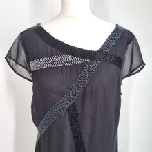 Load image into Gallery viewer, Principles Party Dress Black UK 14 Beaded Sparkly Lined Chiffon Cocktail Sequins