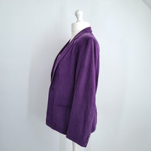 Load image into Gallery viewer, August Silk Blazer Purple UK 18 Pure Silk Jacket Open Lined Work Office Party