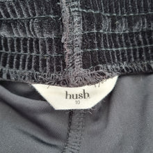 Load image into Gallery viewer, Hush Velvet Joggers Trousers Black 10 Side Stripes Cuffed Velour Casual Pockets