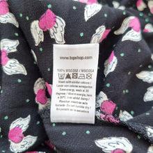 Load image into Gallery viewer, Kate Moss Topshop Tea Dress Skater Mini Winged Hearts Black Y2K Ditsy Viscose 10