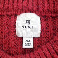 Load image into Gallery viewer, Next Chunky Knit Jumper XXL Men's Fisherman Wool Blend Burgundy Oversized Crew