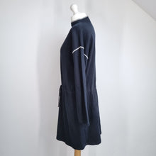 Load image into Gallery viewer, Jaeger Dress Mini Casual Long Sleeves Navy Drawstring Drop Waist Cotton Large