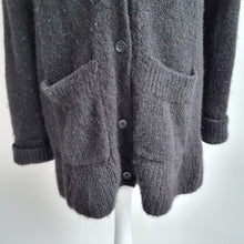 Load image into Gallery viewer, COS Cardigan Alpaca Wool Black V Neck Oversized Buttons Fuzzy Chunky Knit XS