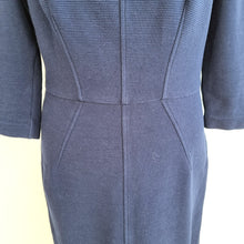 Load image into Gallery viewer, Boden Dress Shift Navy Blue Ribbed Pencil 3/4 Sleeves Work Occasion 12 Long