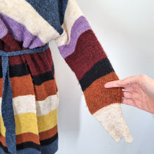 Load image into Gallery viewer, Next Long Cardigan Belted 18 Multicoloured Pockets Striped Coatigan Chunky Knit