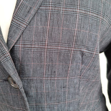 Load image into Gallery viewer, Jigsaw Blazer 100% Linen 8 Grey Jacket Fitted Prince of Wales Check Lined Work