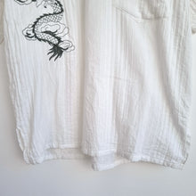 Load image into Gallery viewer, Angkor Shirt Embroidered Dragon Large Mens Cambodia White Mock Neck 100% Cotton