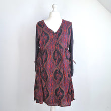 Load image into Gallery viewer, Joe Browns Dress Paisley Lace Up Sides Lined Cotton Button Down Long Sleeves 18