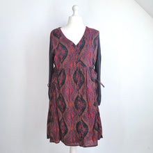Load image into Gallery viewer, Joe Browns Dress Paisley Lace Up Sides Lined Cotton Button Down Long Sleeves 18