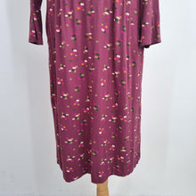 Load image into Gallery viewer, White Stuff Dress Pockets UK 14 Purple Burgundy Jersey Casual Print Long Sleeves
