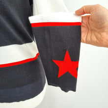 Load image into Gallery viewer, Belstaff Jumper Women's Star Cotton Nylon Black Red Knit Sweater Crew Large