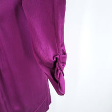 Load image into Gallery viewer, DVF 100% Silk Blouse Purple Diane Von Furstenberg Top Long Sleeves Elliman 6 8