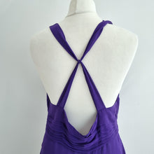 Load image into Gallery viewer, Oasis Top Y2K 100% Silk Purple 16 V Neck Lined Party Asymmetric Hem Cami Vintage