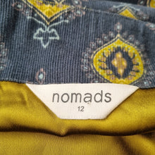 Load image into Gallery viewer, Nomads Corduroy Skirt Paisley Print A Line Pockets Blue Lined Cotton Boho 12
