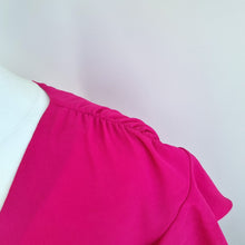 Load image into Gallery viewer, Vintage Frank Usher Dress Hot Pink Cocktail Fit & Flare Ruffles Crepe Wedding 12