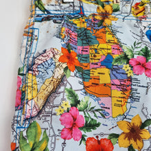Load image into Gallery viewer, Franklin & Marshall Swimming Shorts Men Small Hawaiian Floral USA Map Lined