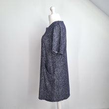 Load image into Gallery viewer, Mantaray Dress Tunic Mini Pockets UK 20 Navy Blue Short Sleeves Woven Lagenlook