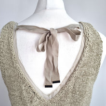 Load image into Gallery viewer, Next Knitted Vest Top Beige Medium Layered Hem Cami Bow Blouse Natural V Neck