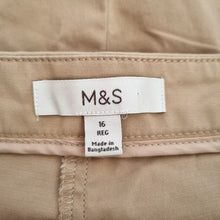 Load image into Gallery viewer, M&S Beige Trousers Straight Leg UK 16 Tailored Smart Casual Chino Neutral Cotton