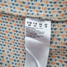 Load image into Gallery viewer, Frank Walder Boucle Jacket UK 14 Tweed Sequins Blazer Blue Orange Work Zip Chic