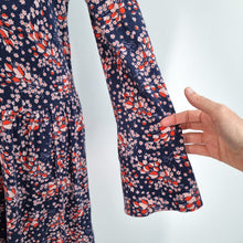 Load image into Gallery viewer, Boden Dress Jersey Pockets UK 8 Ditsy Floral Print Navy Long Sleeves Stretch