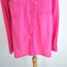 Load image into Gallery viewer, Zara Shirt Hot Pink Blouse Bright Long Sleeves 100% Viscose Button Top Medium