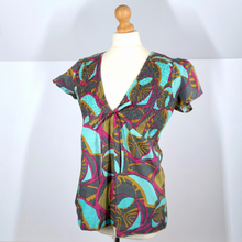 Load image into Gallery viewer, Antik Batik Blouse Top Shirred Smock Print Multicolour Turquoise Cotton Boho 12