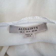 Load image into Gallery viewer, AllSaints Wrap Top Off-White Lace Zariah Broderie Blouse Scallop Sleeves 8