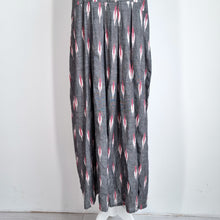 Load image into Gallery viewer, Handmade Midi Dress Ikat Print 8 10 A Line Grey Cotton Blend Buttons Lagenlook