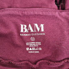 Load image into Gallery viewer, BAM Bamboo Clothing Leggings UK 14 Burgundy Purple Yoga Lounge Active Stretch