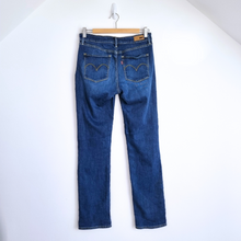 Load image into Gallery viewer, Levi's Jeans Straight Demi Curve Mid Rise Dark Blue Indigo Stretch 8 W29 L32