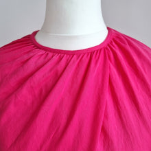 Load image into Gallery viewer, ZARA Balloon Sleeve Blouse Hot Pink Draped XS Batwing Top Party Occasion Cropped