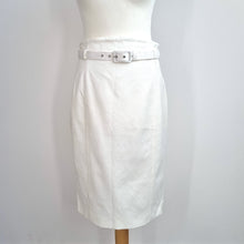 Load image into Gallery viewer, Coast White Pencil Skirt UK 12 Belted Knee Length Smart Work Office Occasion