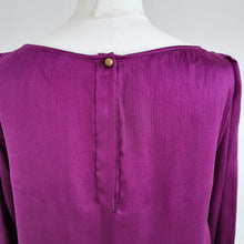 Load image into Gallery viewer, DVF 100% Silk Blouse Purple Diane Von Furstenberg Top Long Sleeves Elliman 6 8