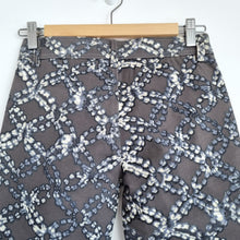 Load image into Gallery viewer, Supertrash Slim Fit Trousers Patterned Small Grey White Contrast Hem Zip Detail