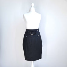 Load image into Gallery viewer, Karen Millen Pencil Skirt Black Belt Buckle High Rise Knee Length Work Y2K 8