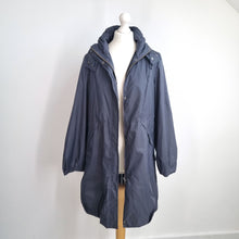 Load image into Gallery viewer, M&S Lightweight Hooded Raincoat Jacket Medium Navy Blue Removable Parka Pockets