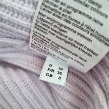 Load image into Gallery viewer, Madeleine 100% Cashmere Cardigan UK 8 Lilac Wrap Button Ribbed Knit 3/4 Sleeve
