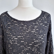 Load image into Gallery viewer, Phase Eight Lace Dress Shift Striped Lining Black Floral Long Sleeves Mini 16