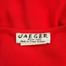 Load image into Gallery viewer, Vintage Jaeger Tunic Top UK 12 14 Berry Red Blouse Button Down Long Sleeves 80s
