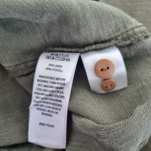 Load image into Gallery viewer, Nicole Miller Shirt Dress XL Linen Blend Khaki Green Button Down Safari Pockets