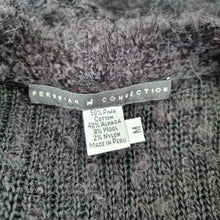 Load image into Gallery viewer, Peruvian Connection Cardigan Alpaca Pima Cotton Black Fluffy Buttons Knit Medium