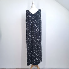 Load image into Gallery viewer, Hush Midi Dress Polka Dot UK 14 Black White Jersey Sleeveless Casual Holiday