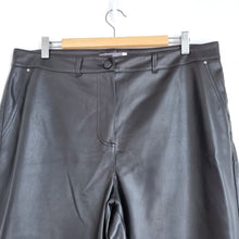 Load image into Gallery viewer, Mint Velvet Faux Leather Trousers 18 Long Black Wide Leg High Rise Work Winter
