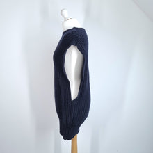 Load image into Gallery viewer, AllSaints Knitted Jumper Dress Large Navy Chunky Open Sides Tunic Vest Mouleon