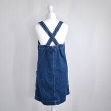 Load image into Gallery viewer, Fat Face Denim Dress Pinafore Dungaree Pockets Mini Crisscross Jeans Casual 8